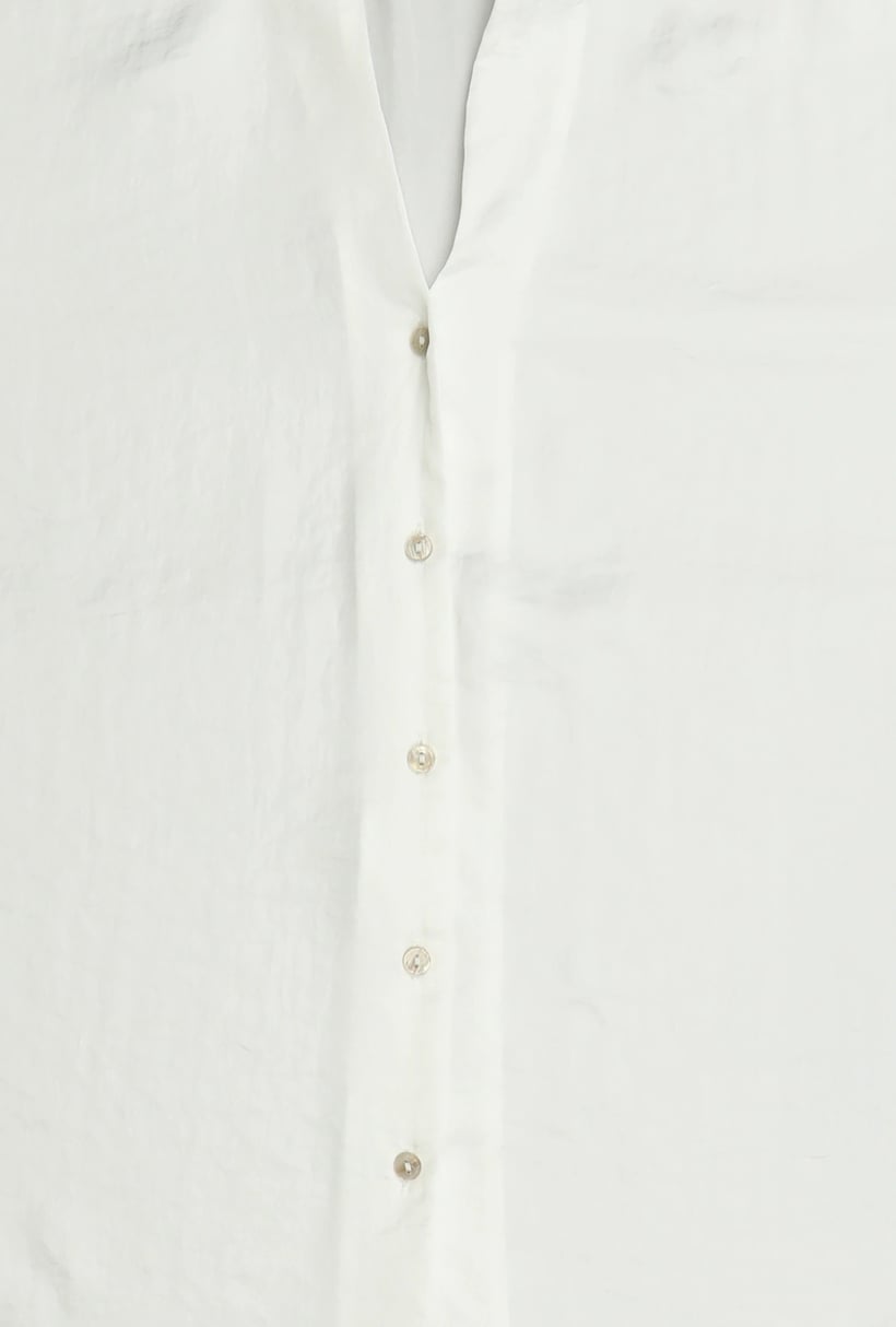 Women Spread Collar Long Sleeve Plain Shirt, White