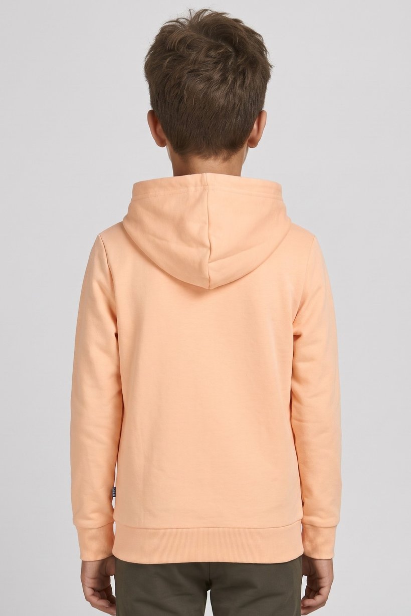 Kids Boy Brand Logo Long Sleeve Hoodie, Peach