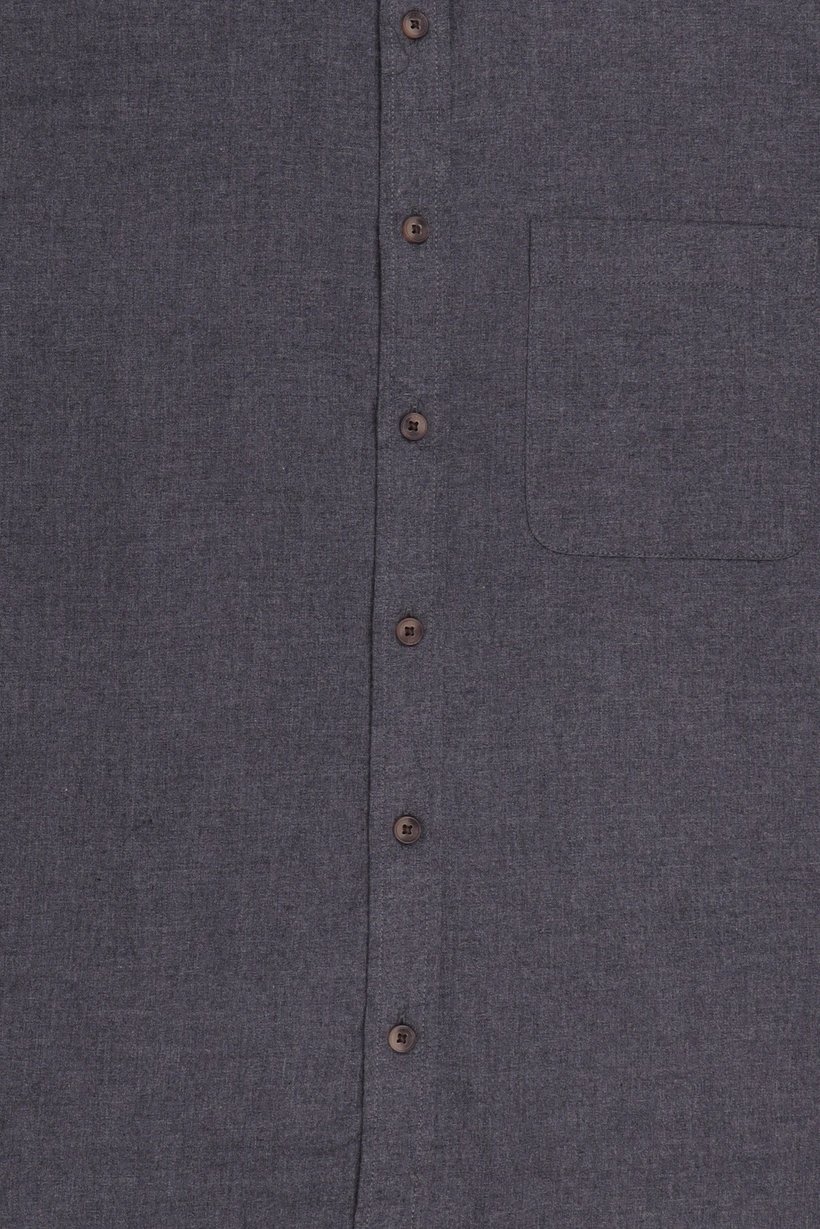 Men Regular Fit Plain Long Sleeve Casual Shirt, Dark Grey