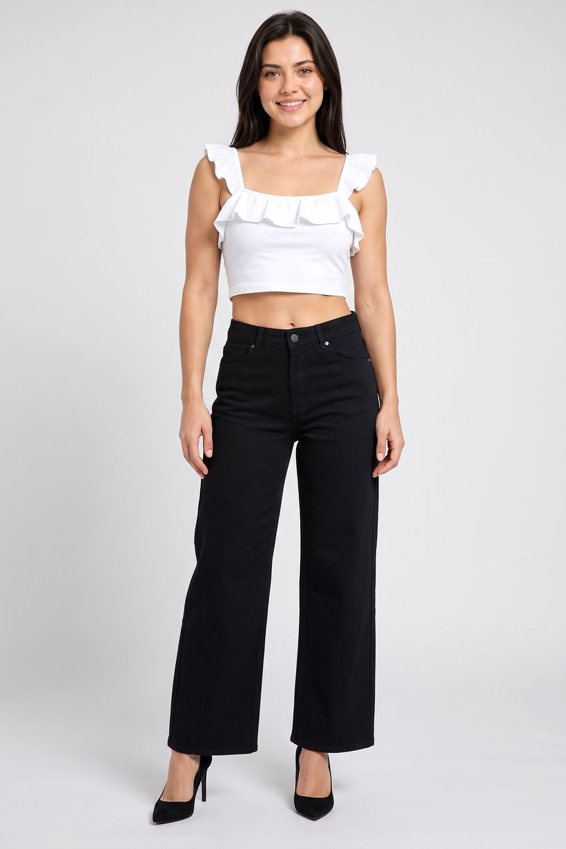 Women Regular Fit Solid Stretchable Jeans, Black