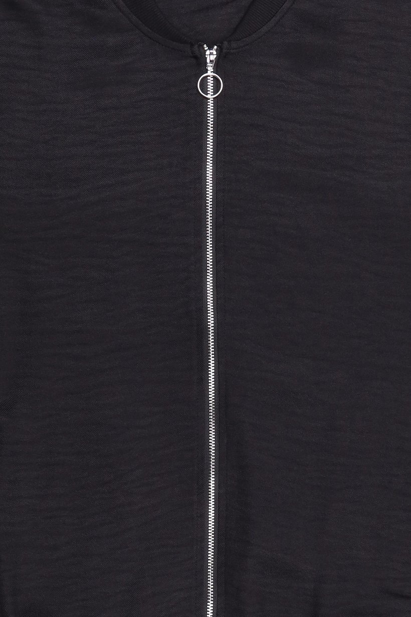 Women Solid Full Zip Jacket Shirt, Black