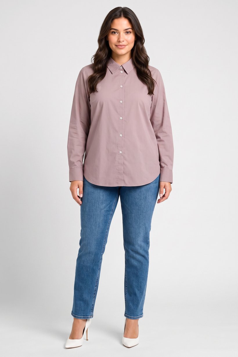 Women Regular Fit Plain Long Sleeve Shirt, Dusty Pink