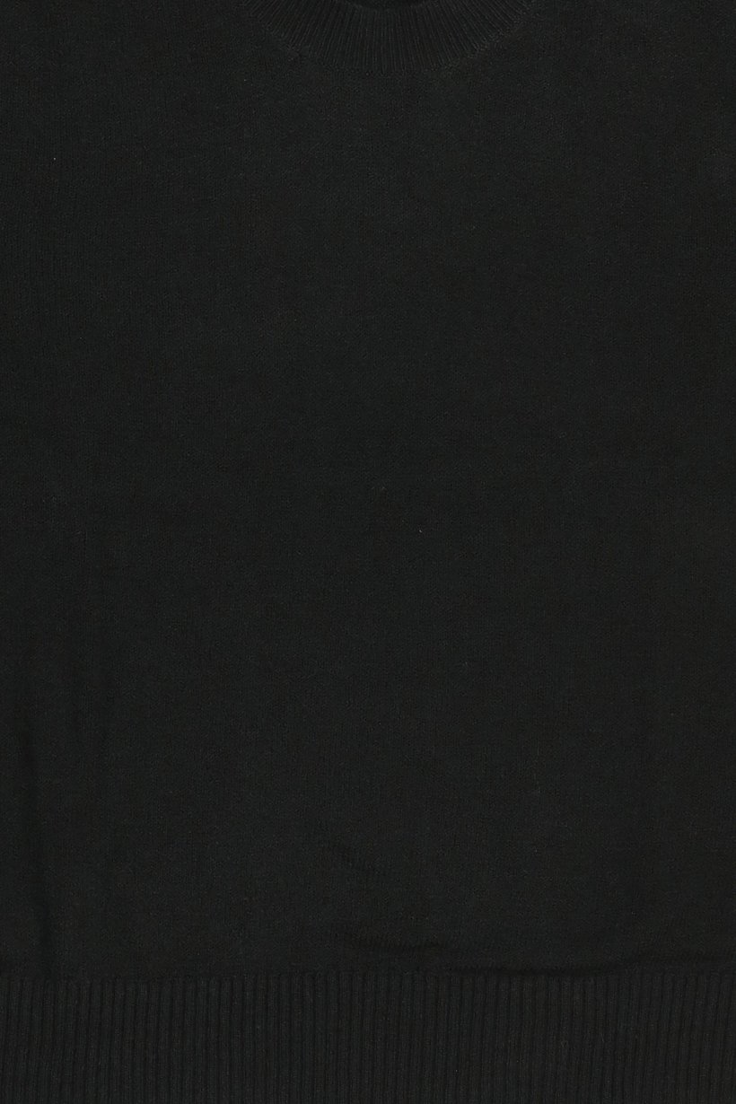Women Crew Neck Knitted Sweater, Black