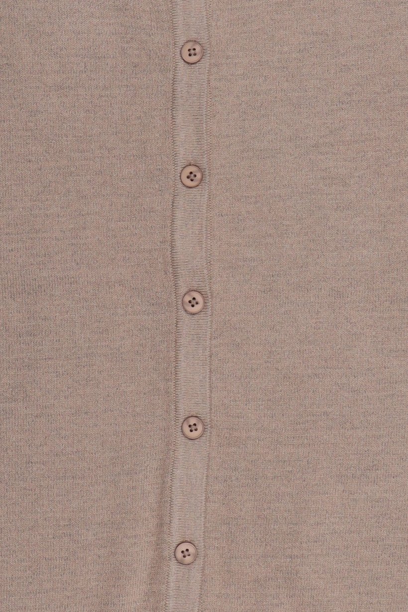 Women Crew Neck Knitted Cardigan, Tan