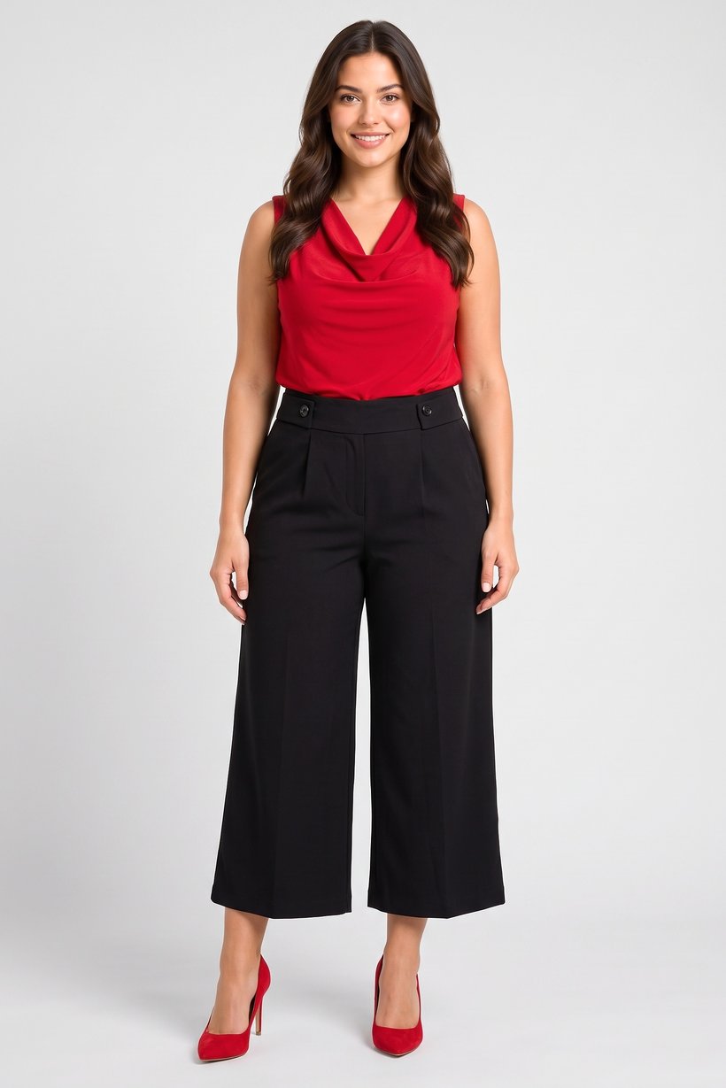 Women Regular Fit Solid Wide Leg Pants, Pants