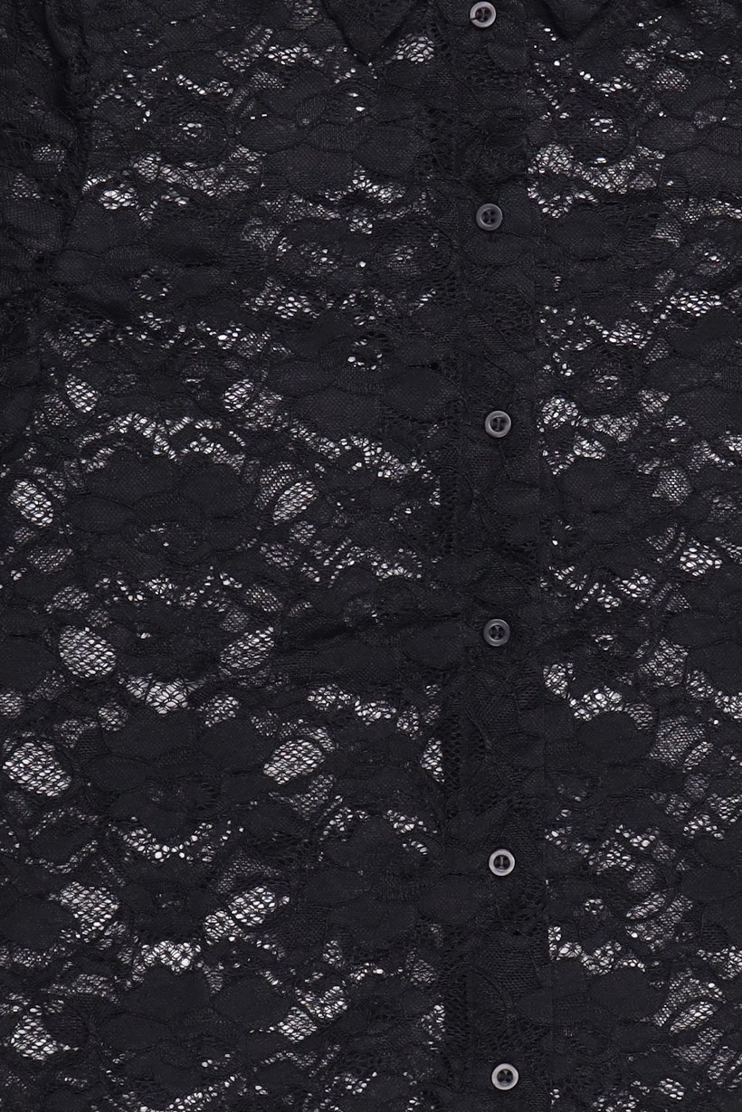 Women Regular Fit Eyelet Long Sleeve Shirt, Black
