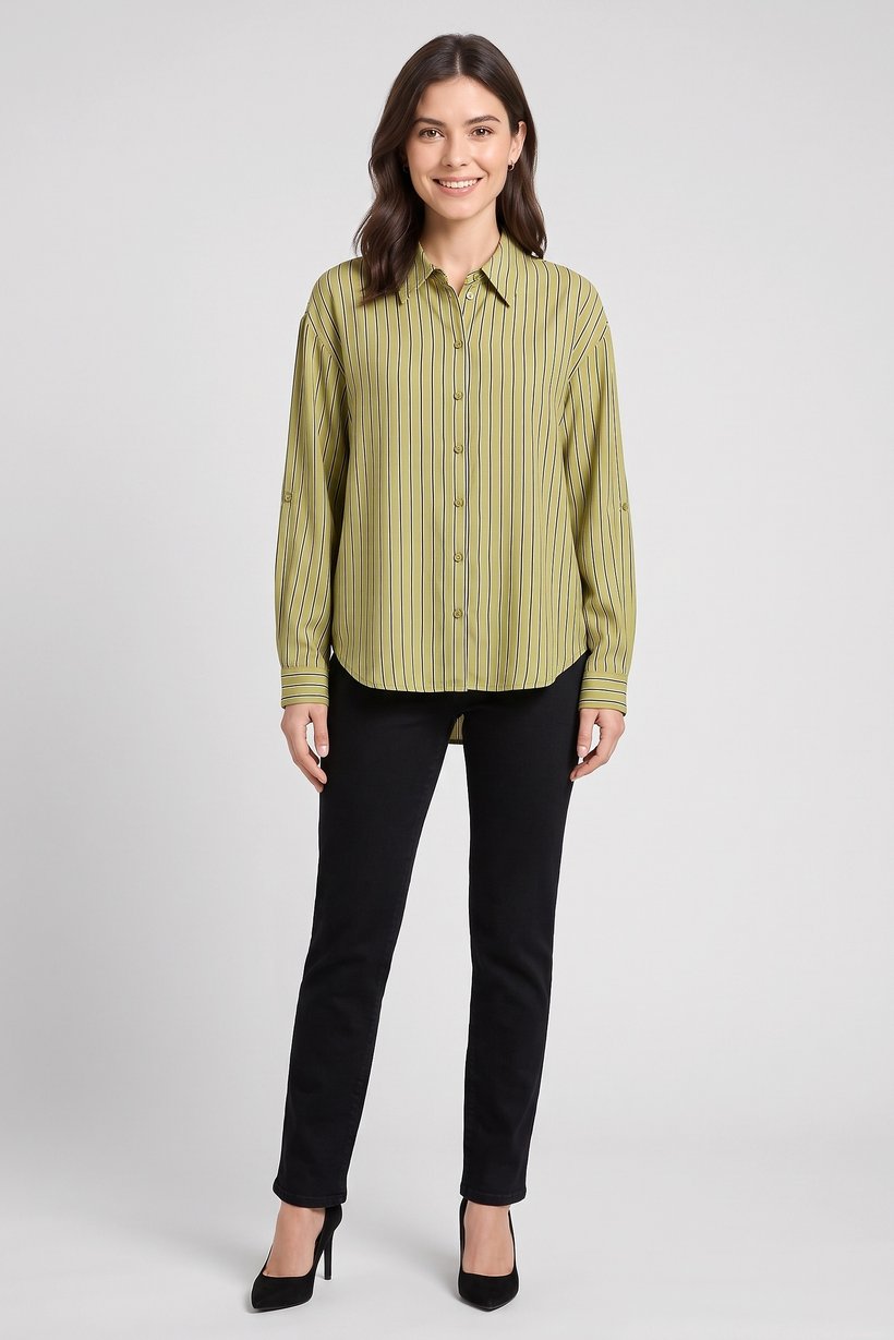 Women Regular Fit Stripe Long Sleeve Shirt, Multicolor