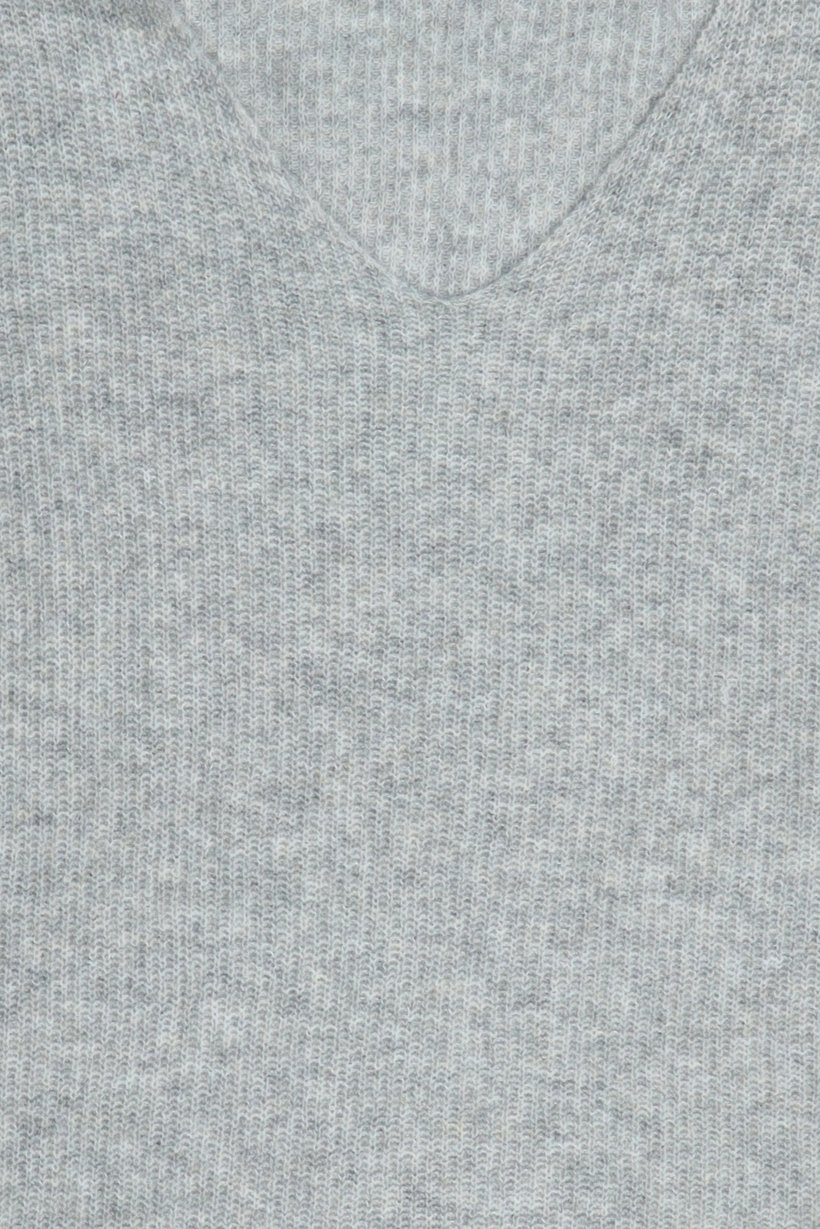 Women V-Neck Knitted Sweater, Heather Grey