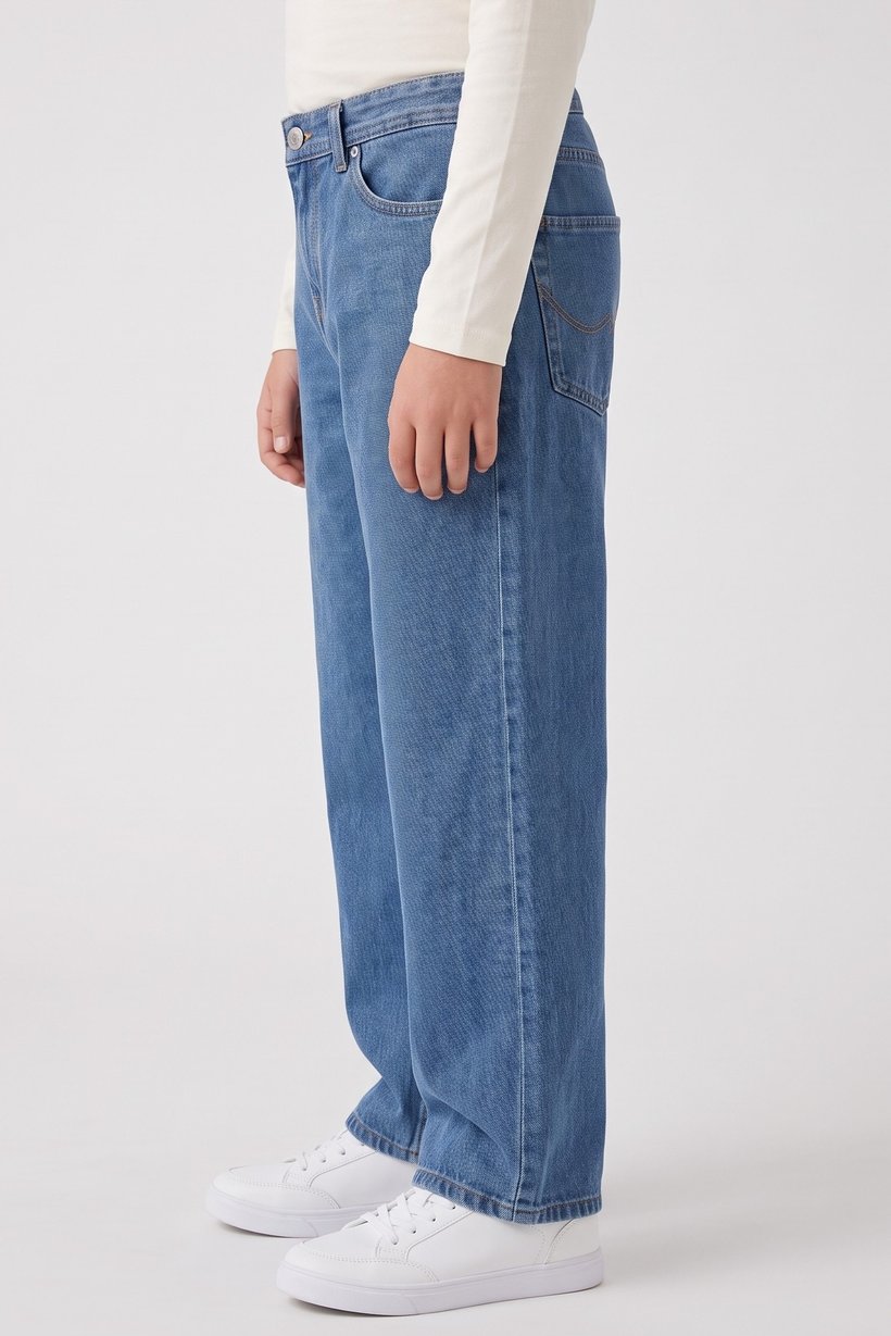 Kids Boy Baggy Fit Washed Denim Jeans, Blue