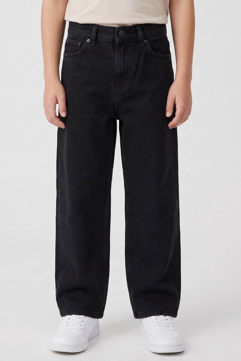 Kids Boy Regular Fit Solid Non Stretch Jeans, Black