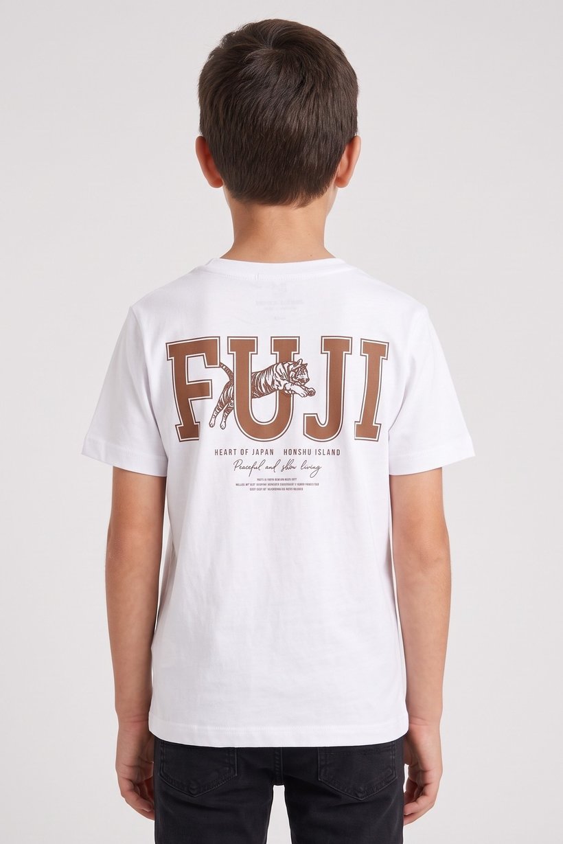 Kids Boy Short Sleeve Graphic Print T-Shirt, White