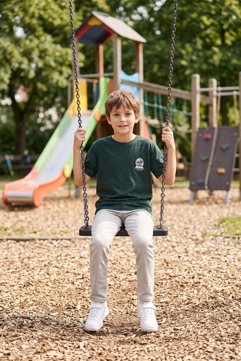 Kids Boy Short Sleeve Graphic Print T-Shirt, Dark Green