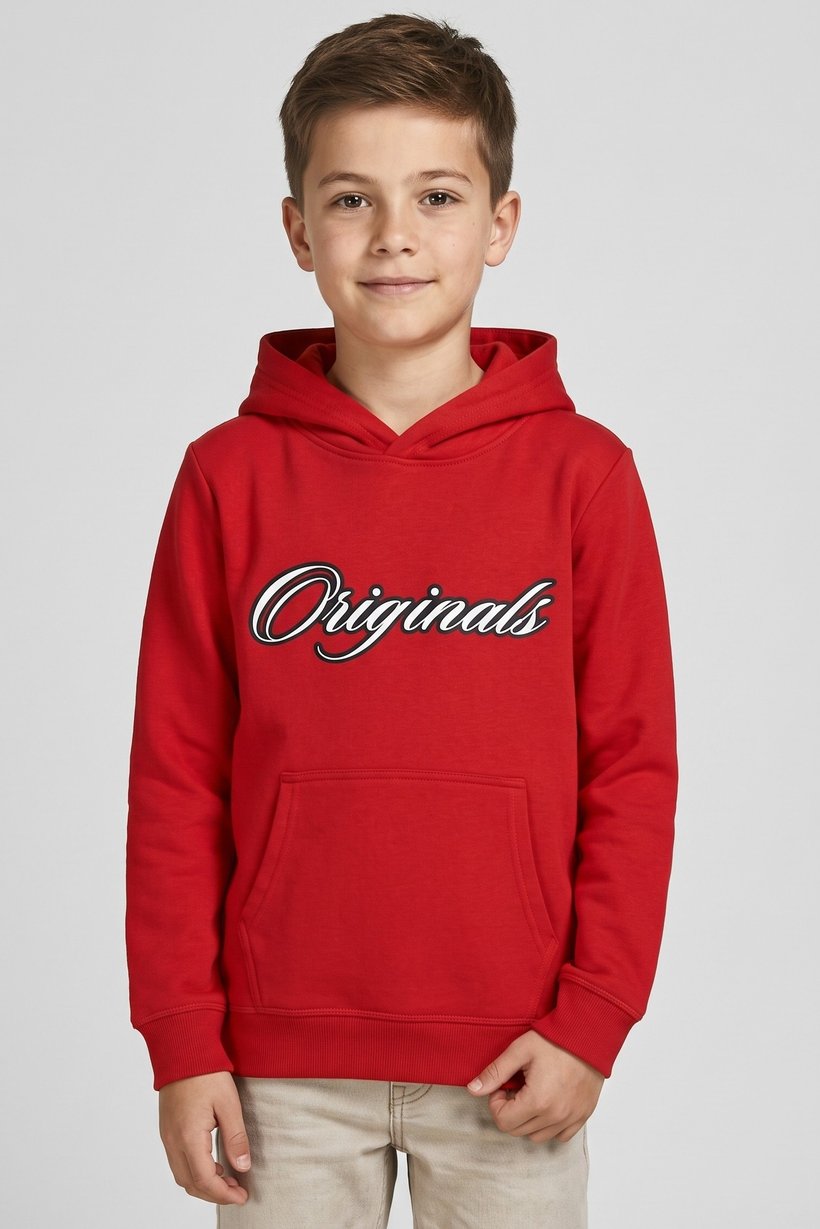 Kids Boy Long Sleeve Graphic Print Hoodie, Red
