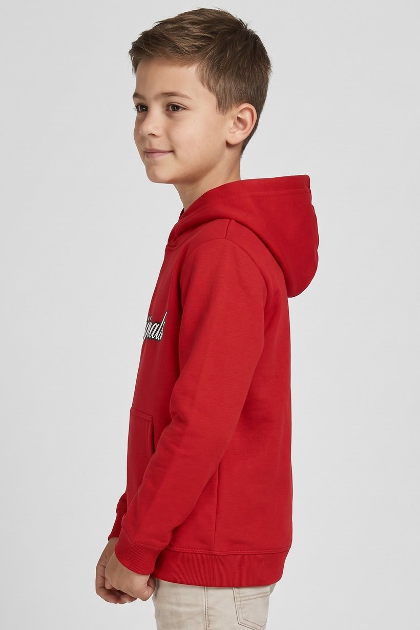 Kids Boy Long Sleeve Graphic Print Hoodie, Red