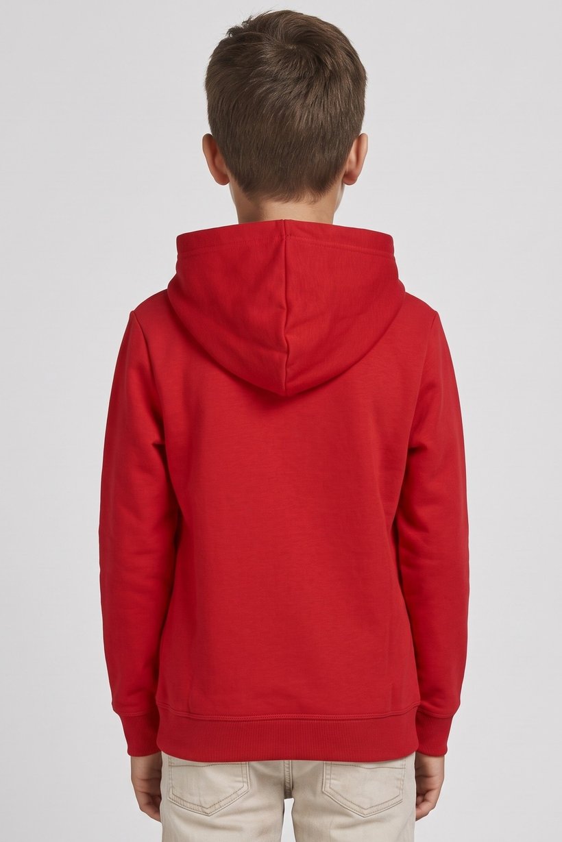 Kids Boy Long Sleeve Graphic Print Hoodie, Red