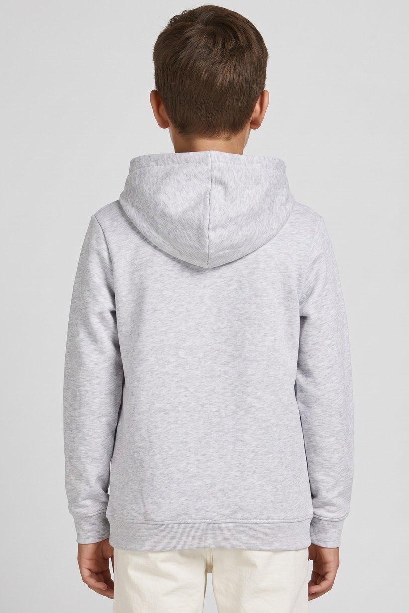 Kids Boy Graphic Printed Long Sleeve Hoodie, Light Grey