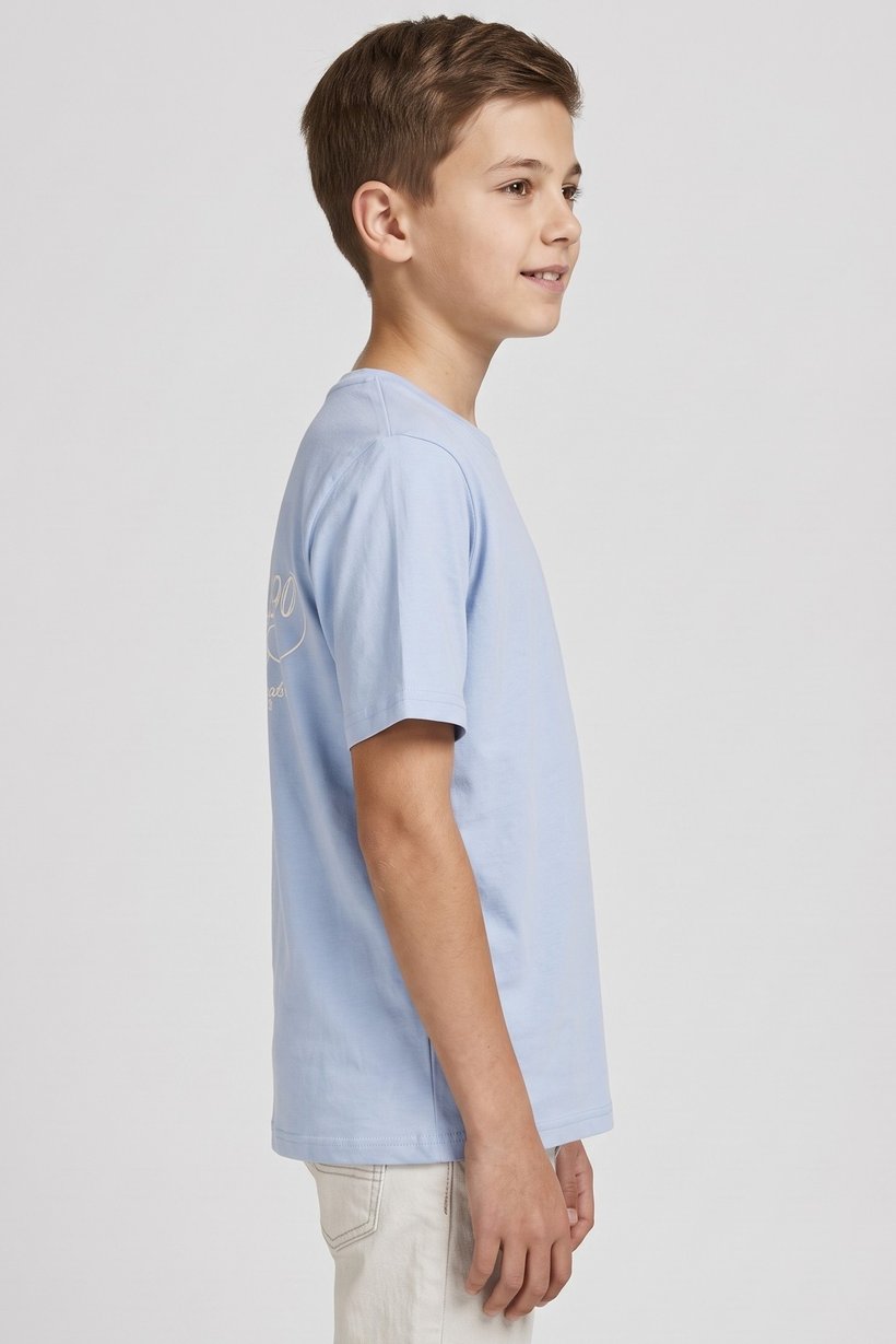 Kids Boy Crew Neck Short Sleeve Graphic Print T-Shirt, Sky Blue