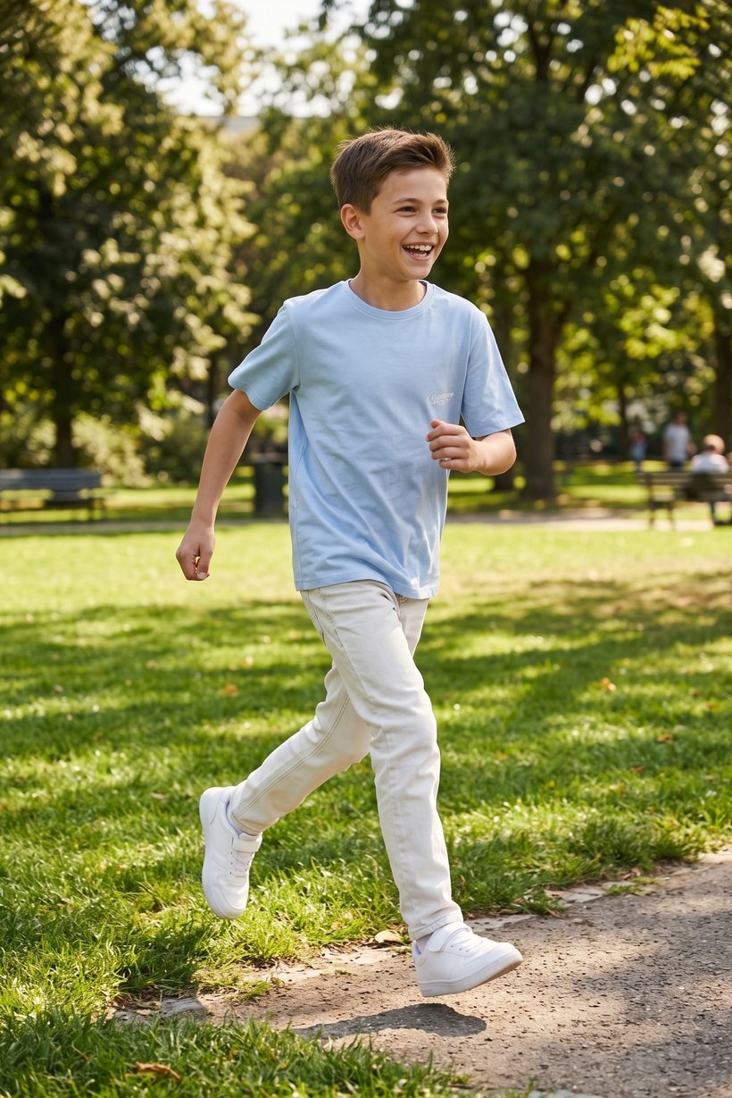 Kids Boy Crew Neck Short Sleeve Graphic Print T-Shirt, Sky Blue