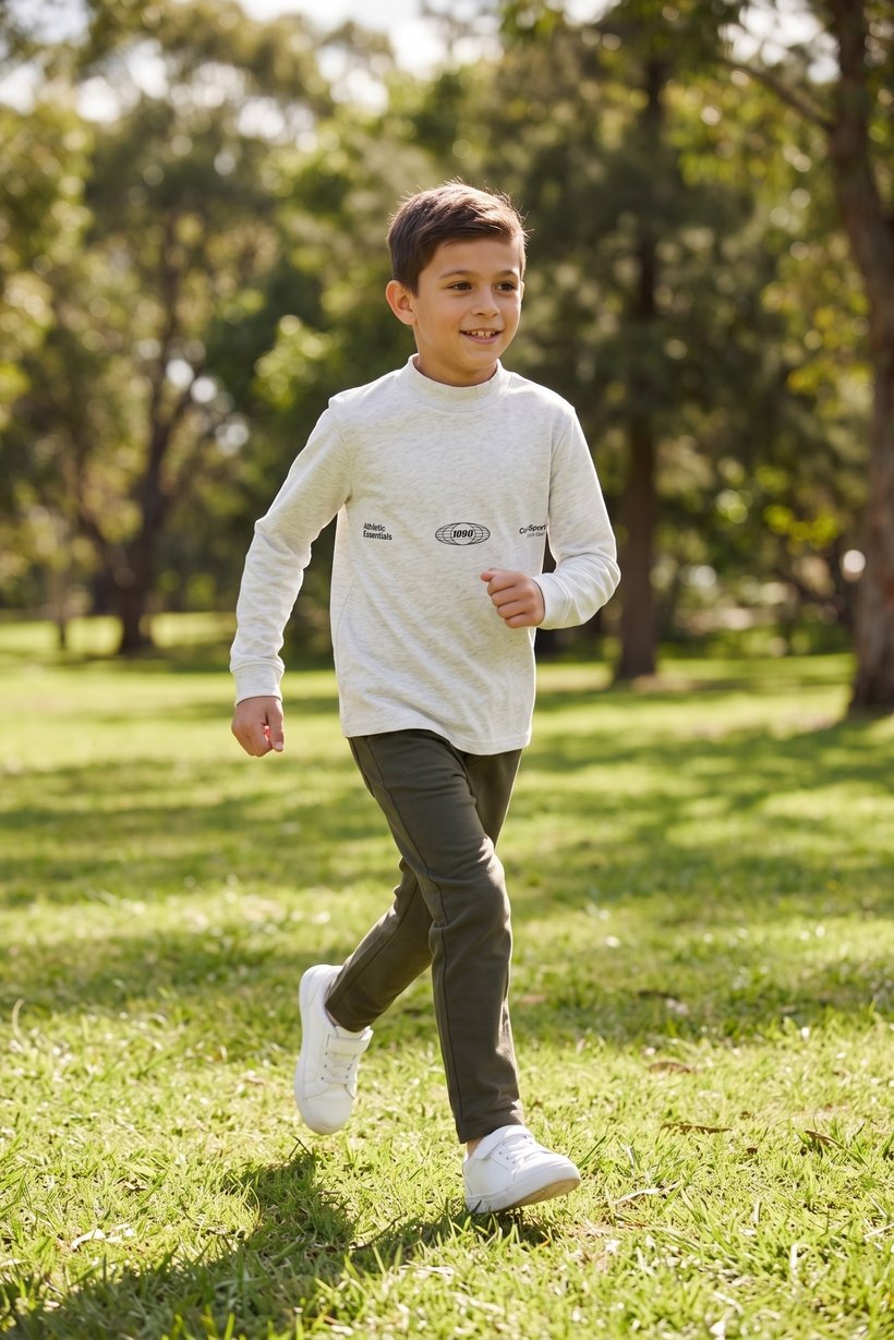 Kids Boys Graphic Printed Long Sleeve Sweatshirt, Heather Grey
