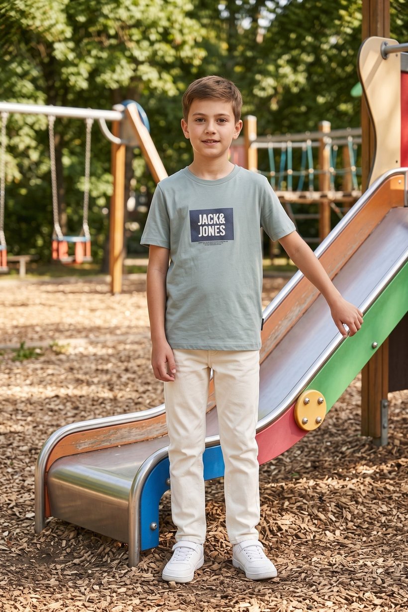 Kids Boy Brand Logo Short Sleeve T-Shirt, Sage Green