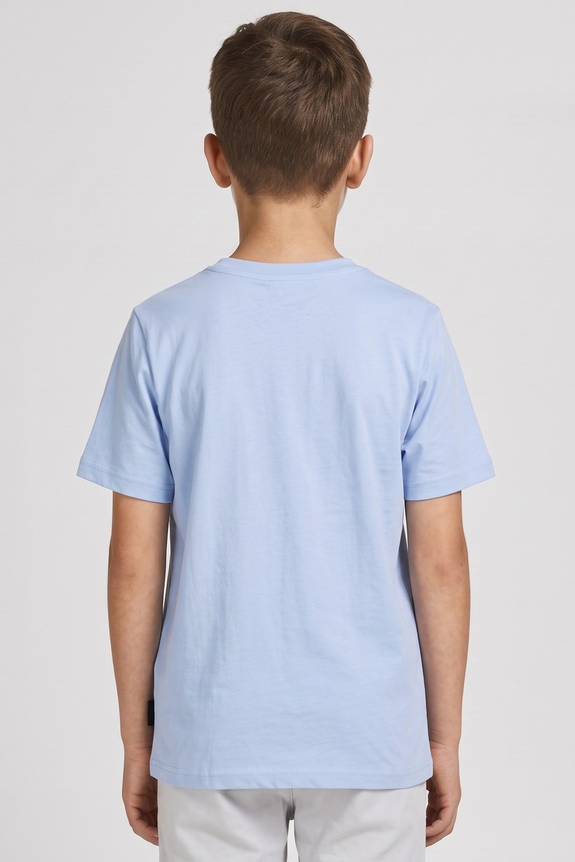 Kids Boy Brand Logo Short Sleeve T-Shirt, Light Blue