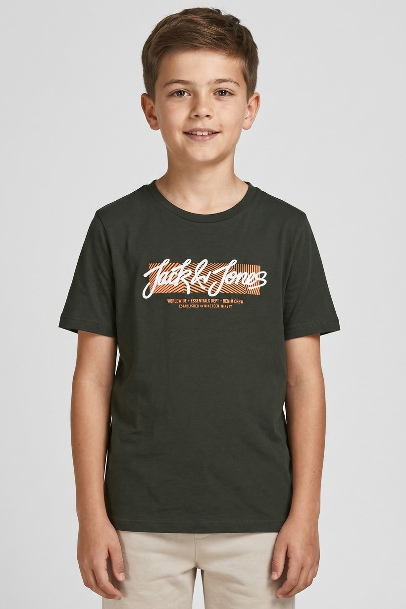 Kids Boy Crew Neck Short Sleeve Graphic Print T-Shirt, Dark Green