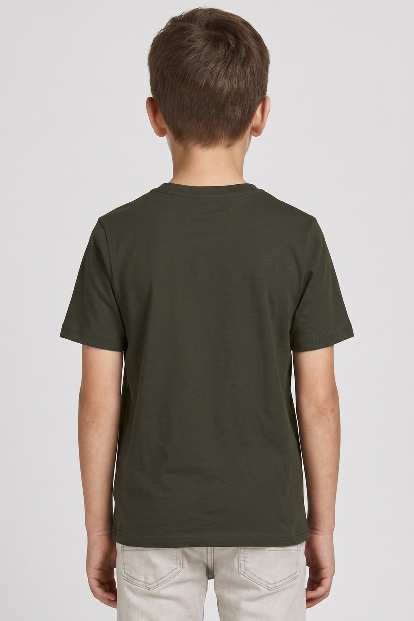 Kids Boy Short Sleeve Brand Logo T-Shirt, Dark Green