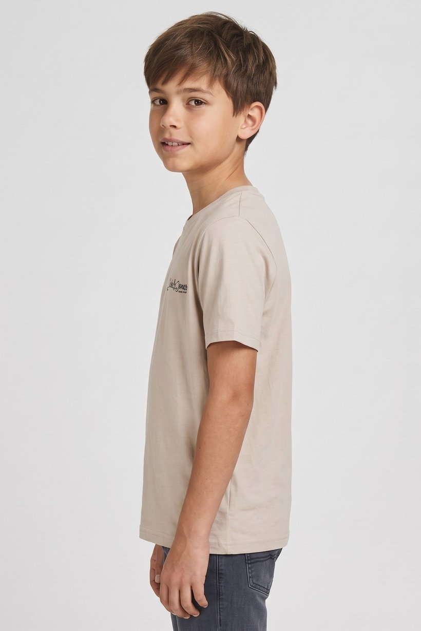 Kids Boy Crew Neck Short Sleeve Graphic Print T-Shirt, Beige