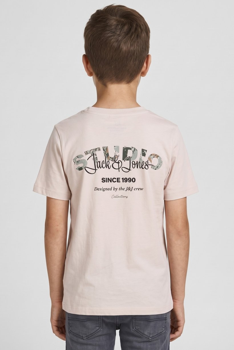 Kids Boy Crew Neck Short Sleeve Graphic Print T-Shirt, Beige