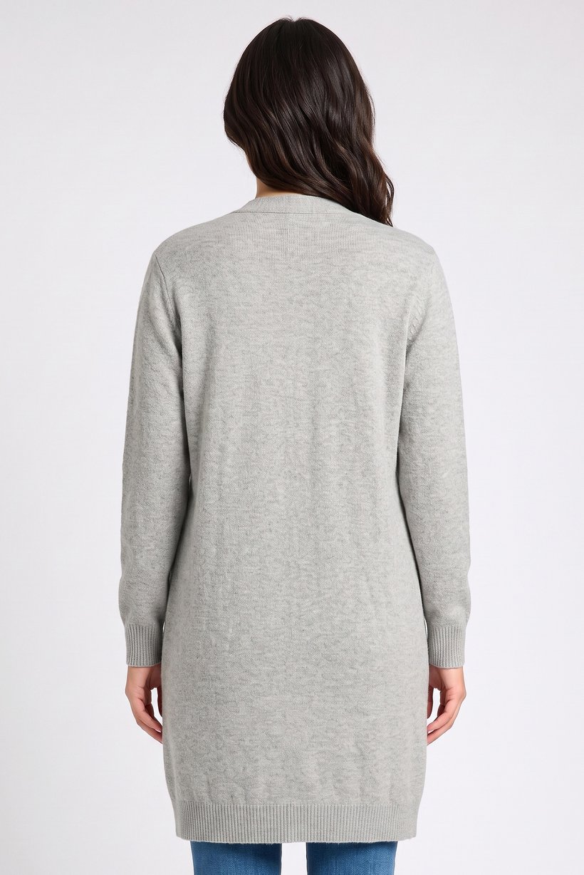 Women Knitted Long Sleeve Cardigan, Grey