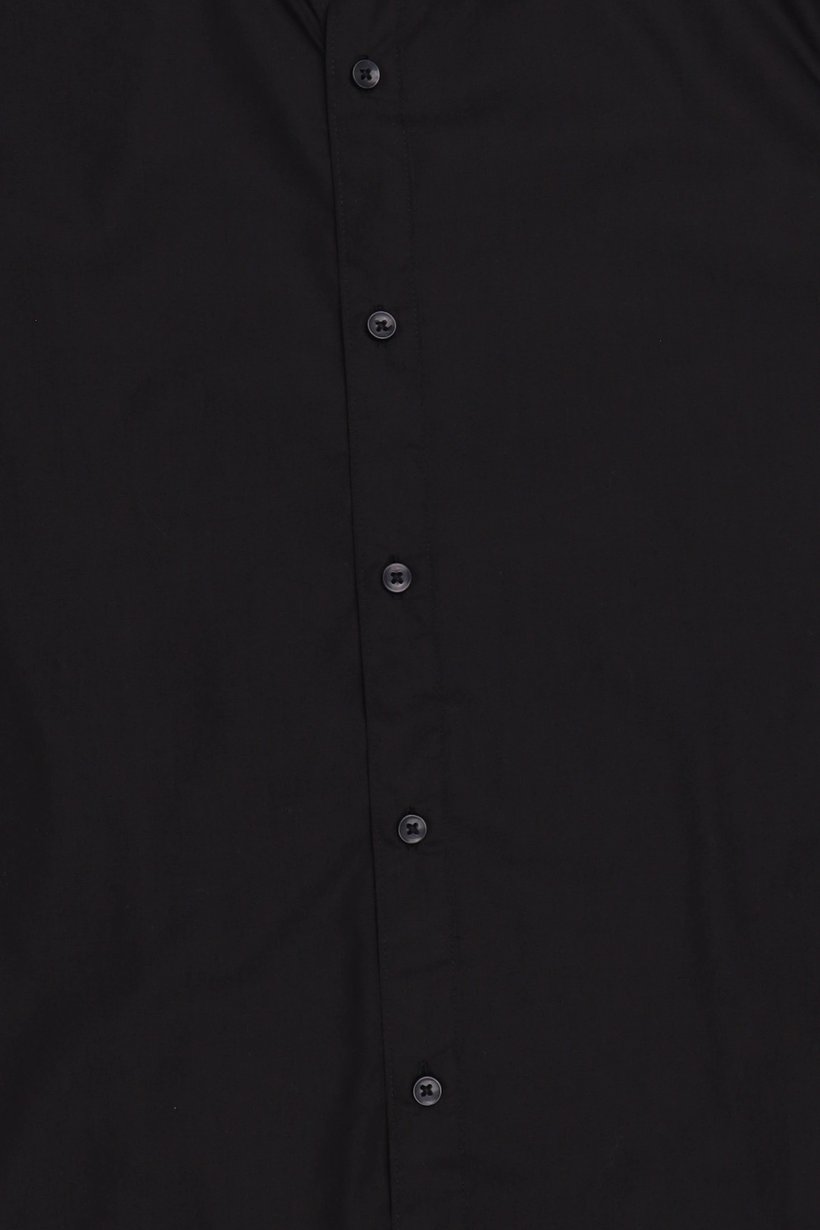 Men Slim Fit Solid Long Sleeve Casual Shirt, Black