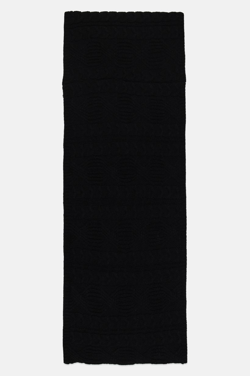 Men Knitted Scarf, Black