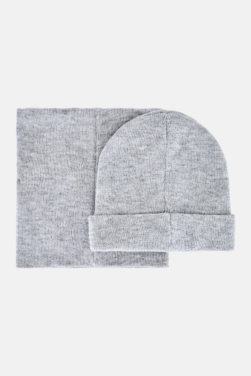 Men 2 Pcs Knitted Beanie, Grey
