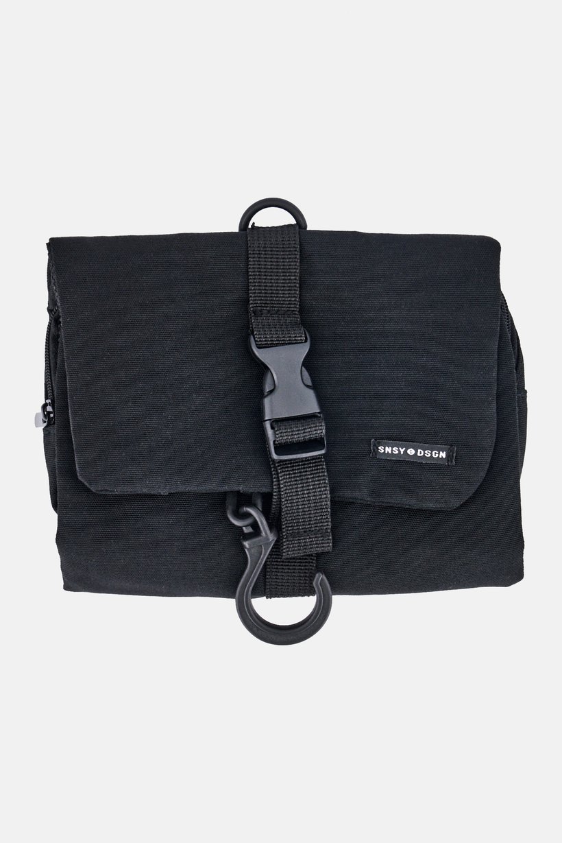 Men Brand Logo Wash Bag, Black