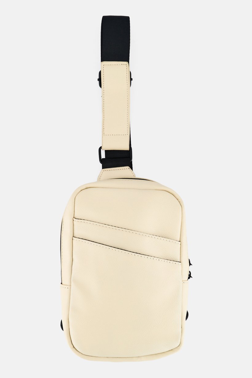 Men Solid Fanny Pack, Cream
