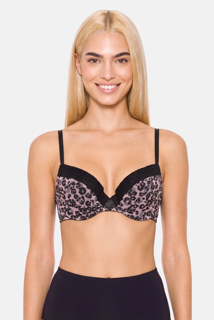 Women Animal Print Wired Padded Bra, Multicolor
