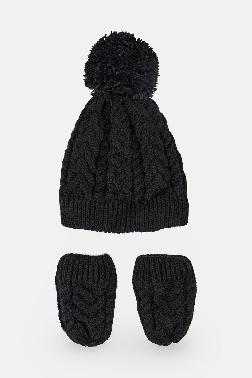 Fox And Bunny Toddlers Girl 2 Pieces Ribbed Bennie Hat, Multicolor