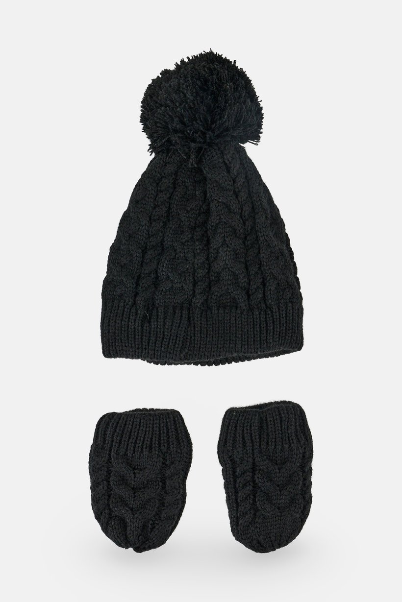 Fox And Bunny Toddlers Girl 2 Pieces Ribbed Bennie Hat, Multicolor