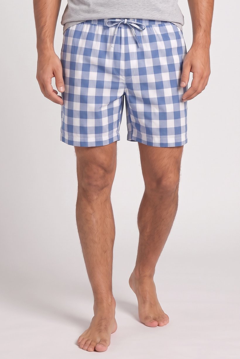 Men Checkered Sleepwear Shorts, Multicolor