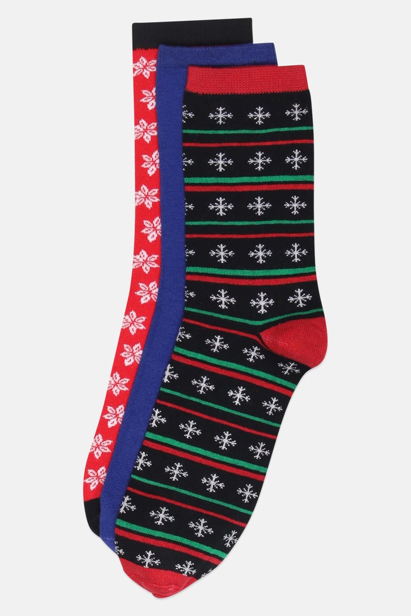 Women 3 Pair Allover Print Crew Socks, Multicolor