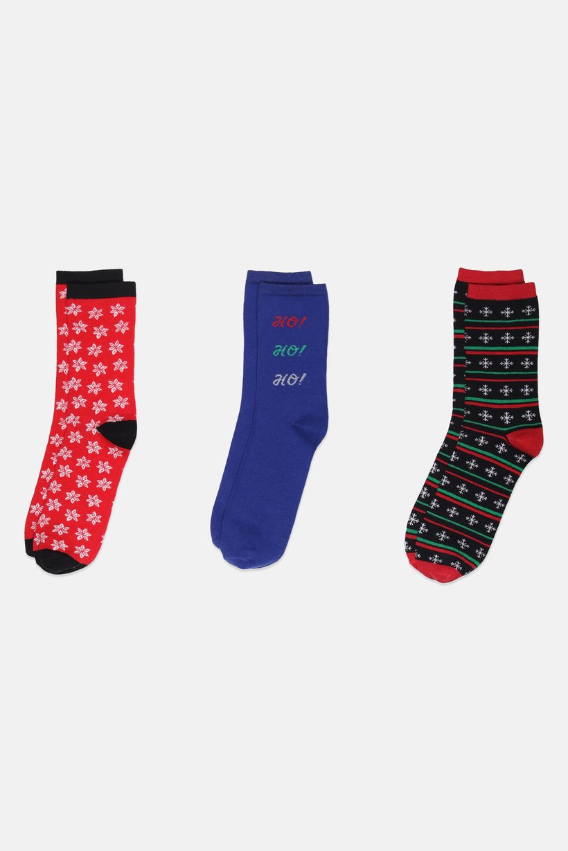 Women 3 Pair Allover Print Crew Socks, Multicolor
