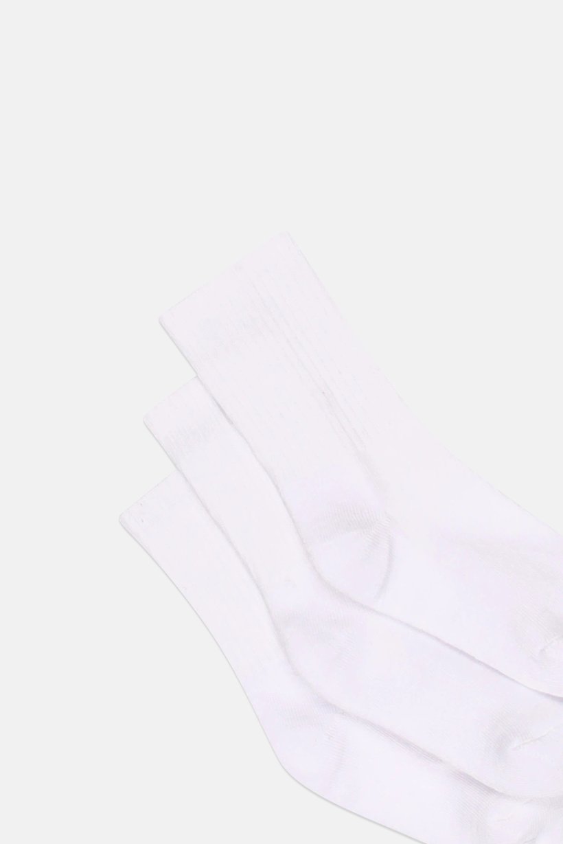 Toddlers Girl 3 Pairs Ribbed Crew Socks, White