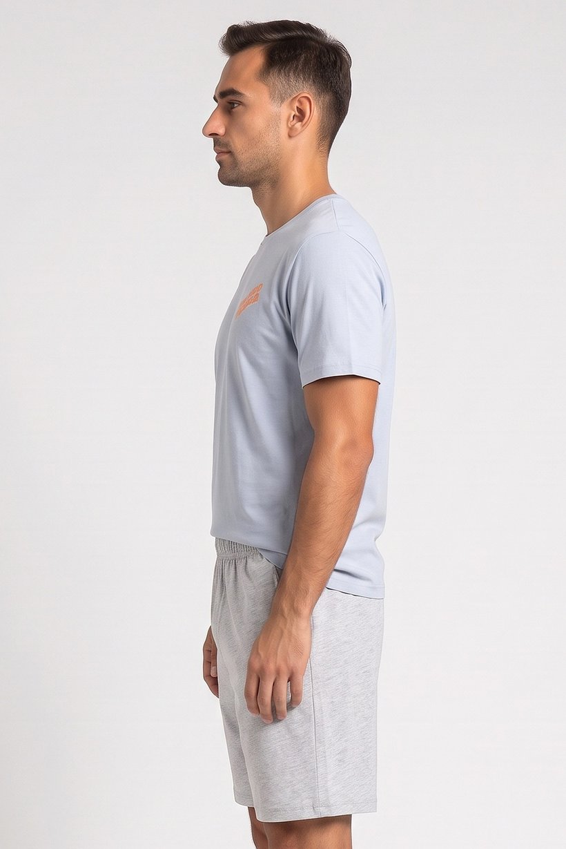 Men 2 Pieces Graphic Print T-Shirt And Shorts Sleepwear Set, Multicolor