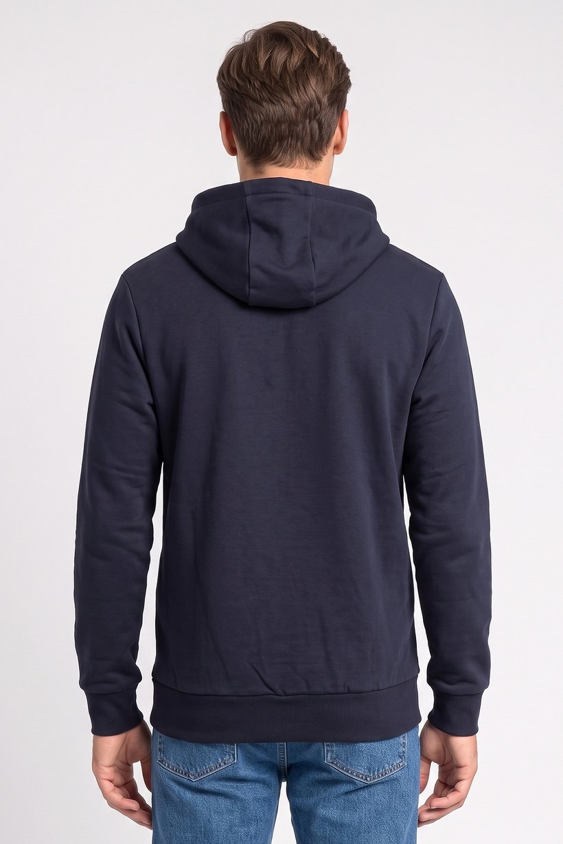 Men Solid Long Sleeve Full Zip  Hoodie, Navy