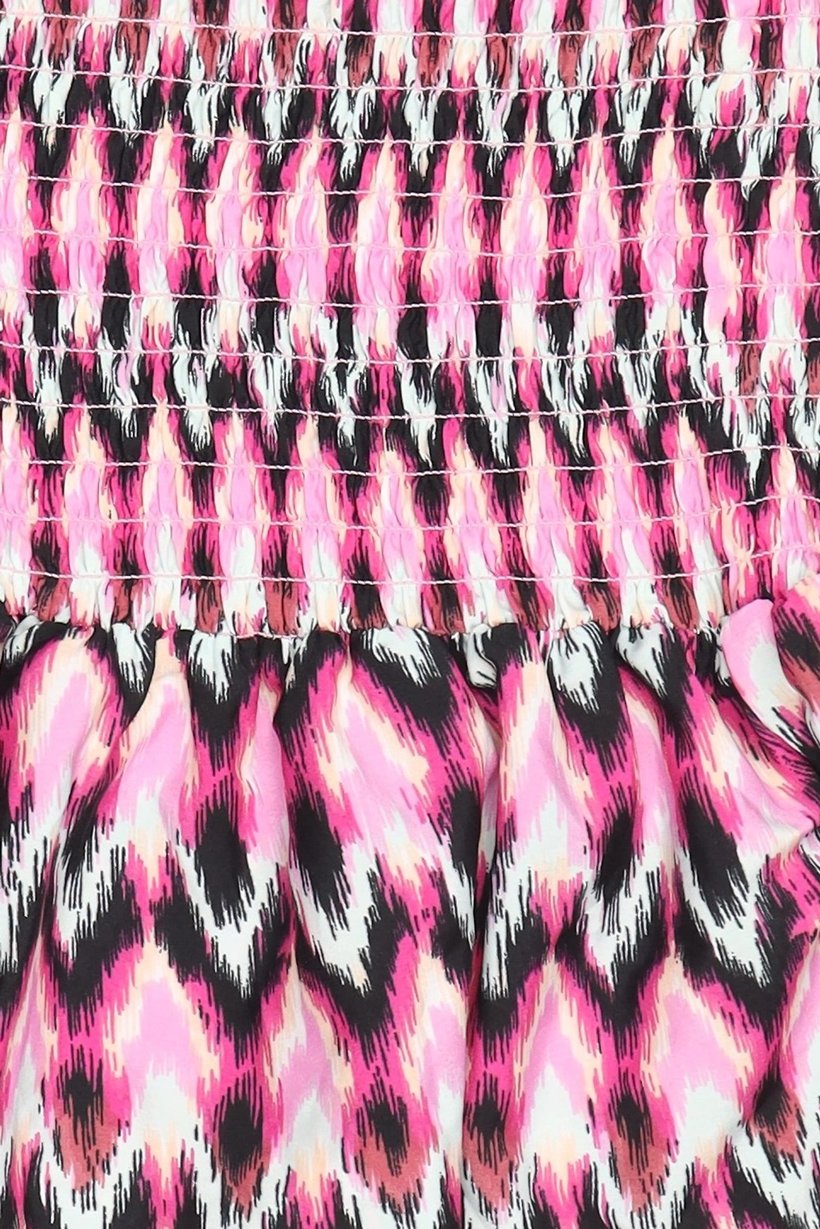 Kids Girl Straight Across Strapless Abstract Tube Top, Multicolor