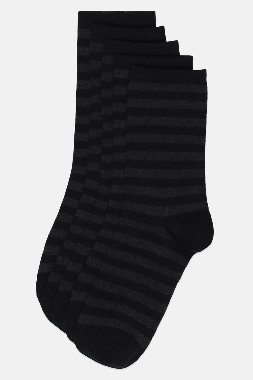 Men 5 Pairs Stripe Crew Socks, Multicolor
