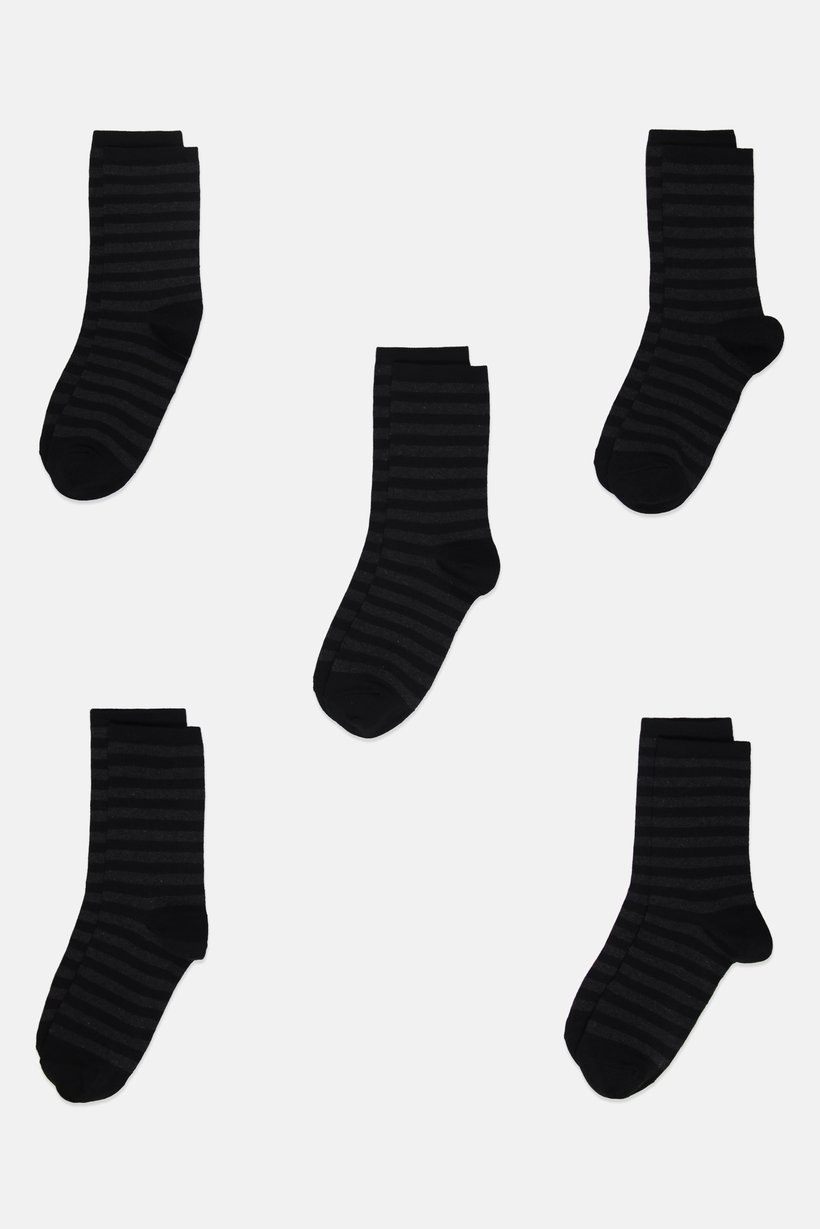 Men 5 Pairs Stripe Crew Socks, Multicolor