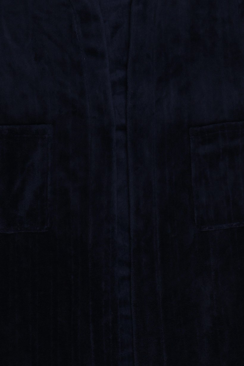Men Textured Bath Robe, Dark Navy