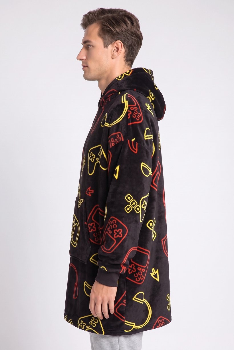 Men Allover Print Hooded Sleepwear, Multicolor