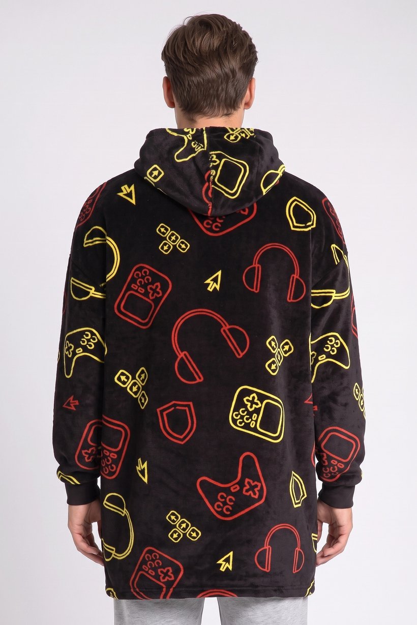 Men Allover Print Hooded Sleepwear, Multicolor